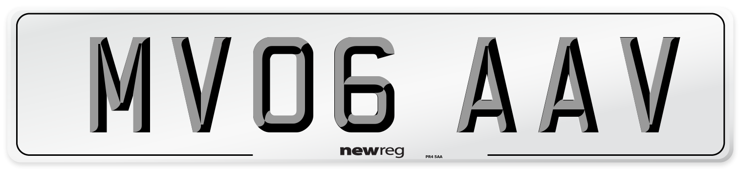 MV06 AAV Number Plate from New Reg